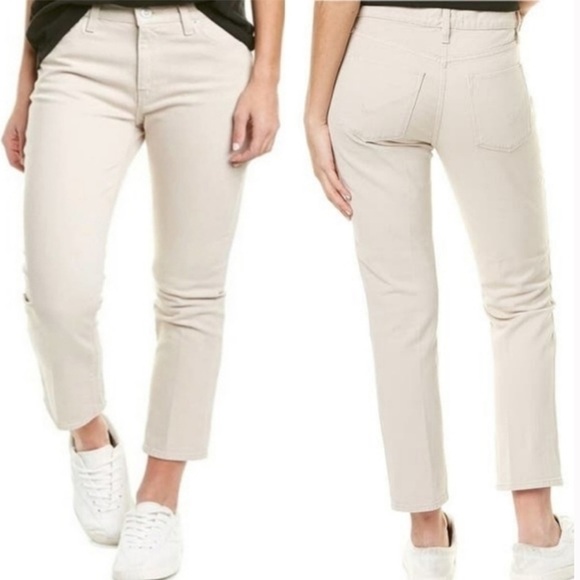 New Hudson Jeans Barbara Straight Leg Denim High Rise Ankle Crop Tan/Khaki - Picture 1 of 16